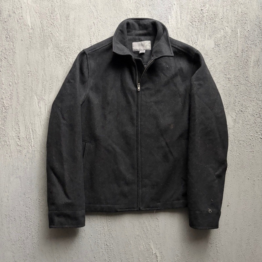 Vintage Old Navy Harrington Jacket Large Black 2000s Wool Blend Full Zip